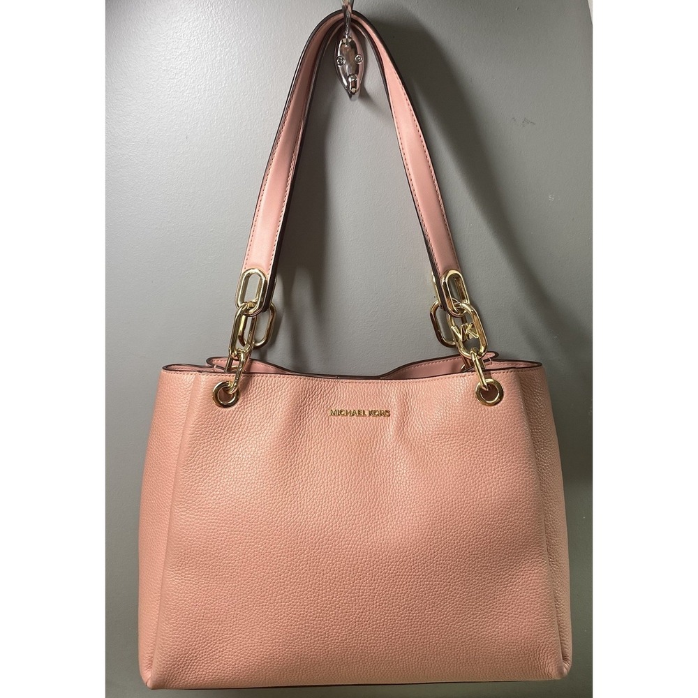 Michael Kors Trisha Leather Shoulder Bag Handbag Purse Tote Pink 10.5x13x4.5"